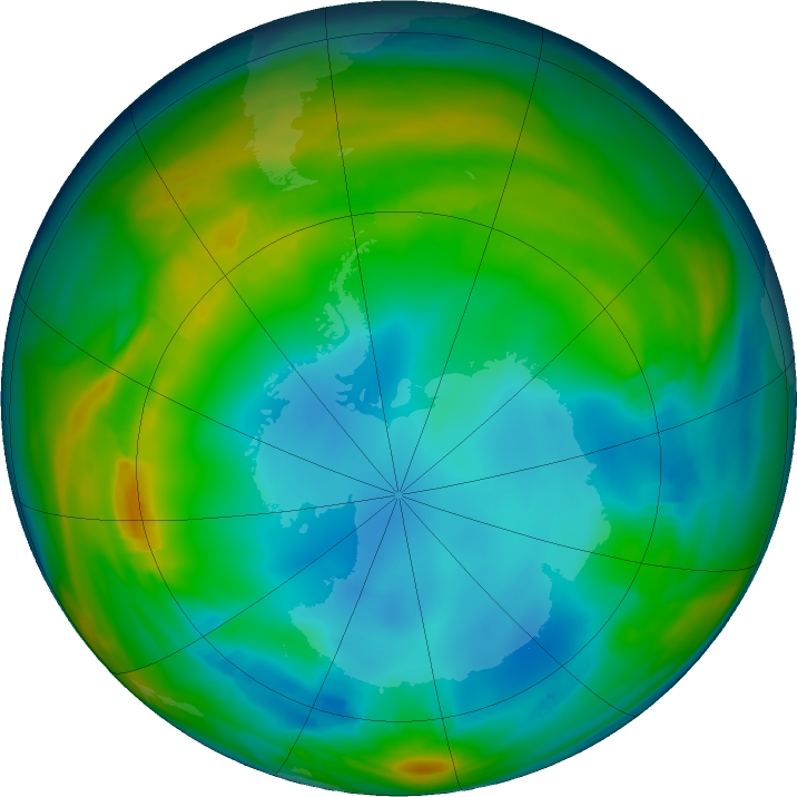 Antarctic ozone map for 11 July 2016